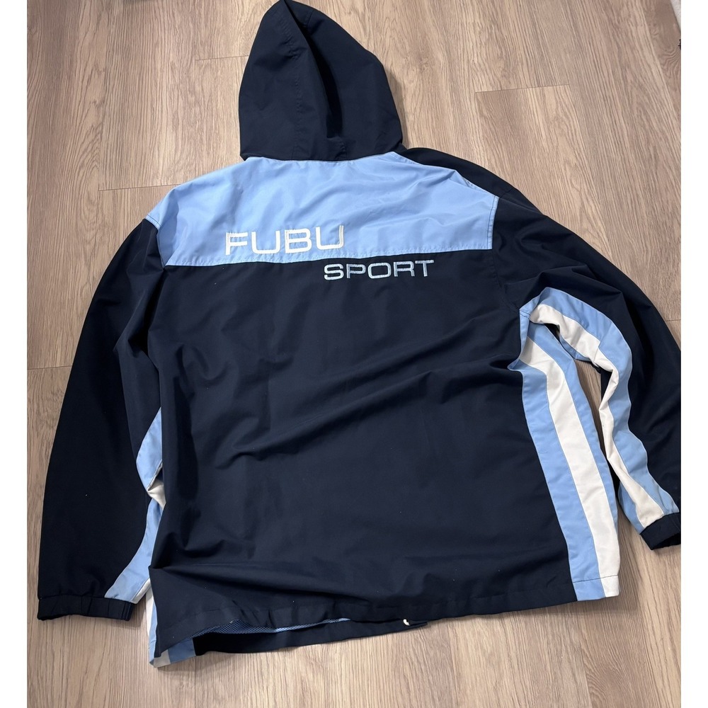 Men's vintage FUBU Sport windbreaker jacket 2XL Blue - Picture 10 of 16
